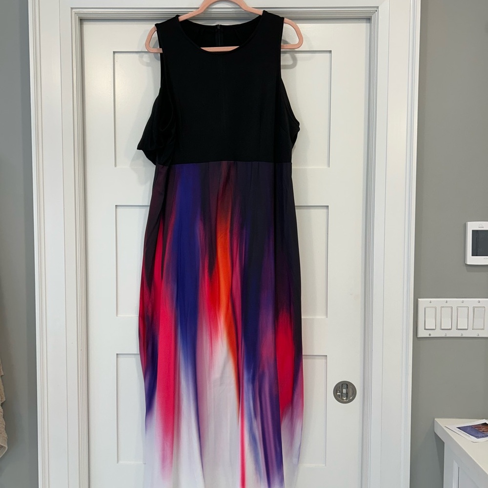 Sleeveless Black and Multicolor Maxi Dress